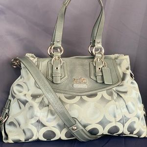 Coach Gray/Silver Signature Sateen Carryall